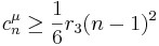 c_n^{\mu} \geq \frac16   r_3(n-1)^2